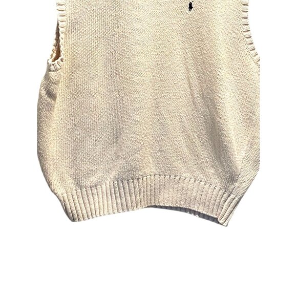 Polo By Ralph Lauren V Neck Sweater Vest Cream Size XXL Y2K Vintage Preppy Retro - Picture 6 of 11